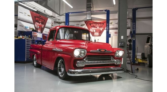 Week To Wicked 1958 Chevy Apache showcasing modern enhancements.