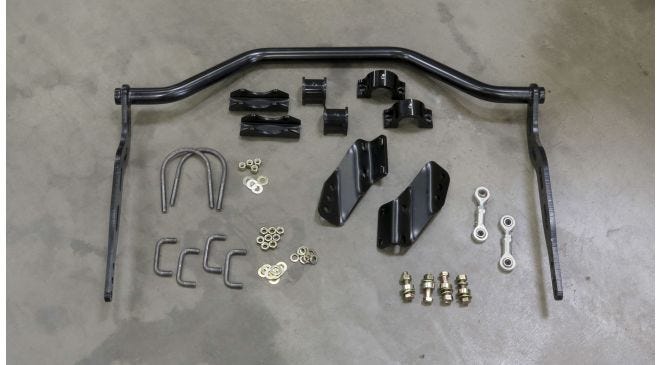 CPP high clearance adjustable rear sway bar for roll control.