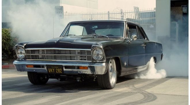 1967 Nova burnout with mostly stock LS3 engine