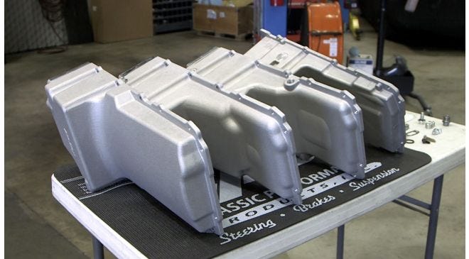 Oil pan solutions designed for LS engines in vintage trucks.