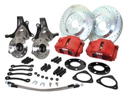 Mustang II Corvette Style Front Disc Brake Spindle Wheel Kit 5 Lug w/ C7 Hubs & Stock Height Spindles, Red Caliper 1 M2CSS-5C-13R Disc Brake Conversion Kits $779.00