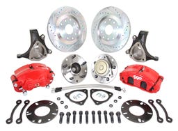 Mustang II Corvette Style Front Disc Brake Spindle Wheel Kit 5x5 and 5x5.5 w/ C7 Hubs & Stock Height Spindles, Red Caliper 1 M2CSS-5T-13R Disc Brake Conversion Kits $779.00